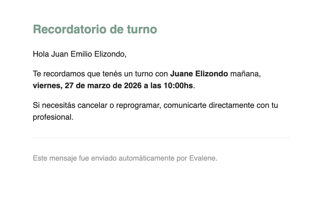 Recordatorios Evalene